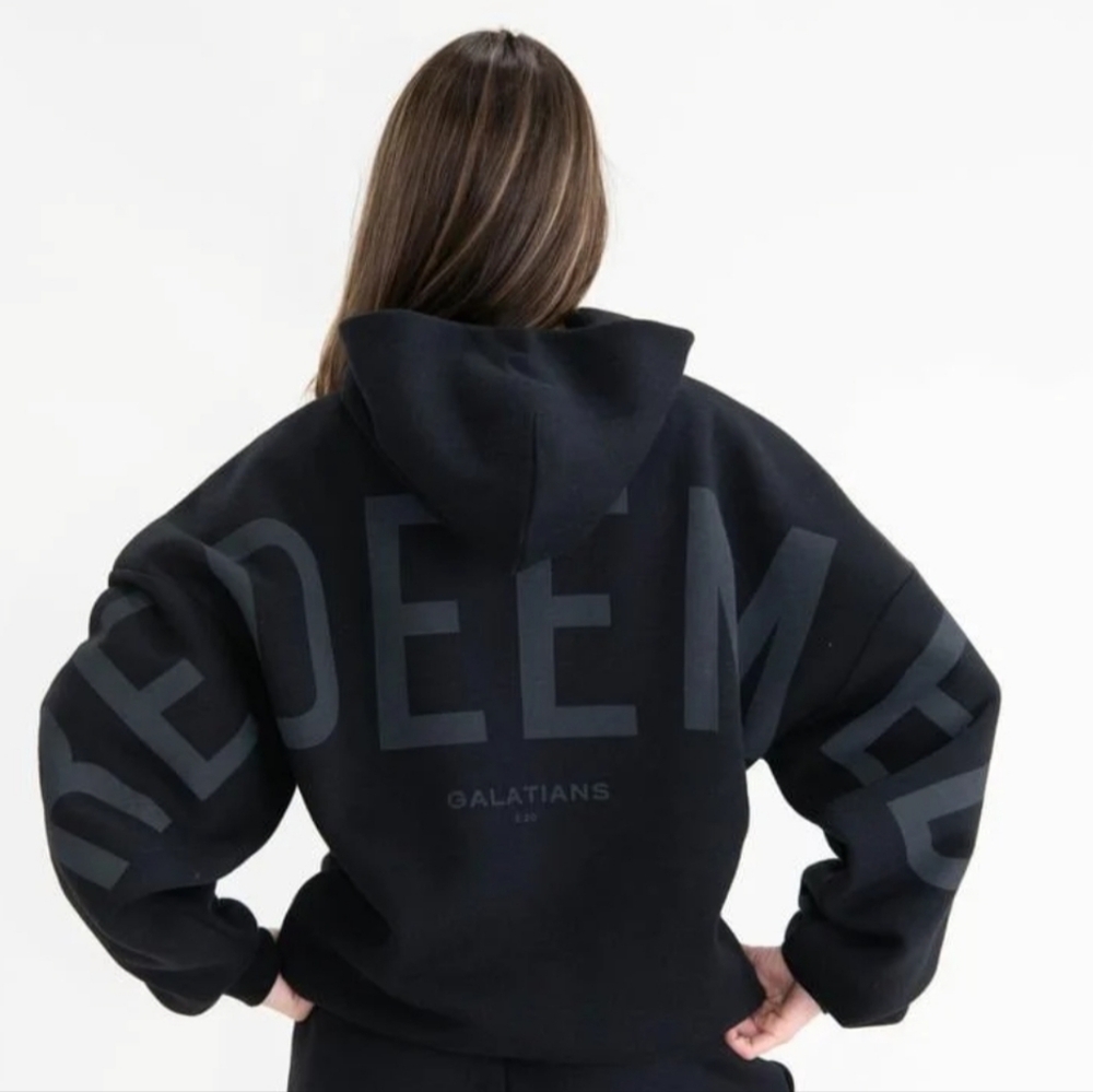 GLO Redeemed Hoodie In Black & Grey. New With Tags. Oversized. Unisex.